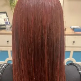 Hair transformation by Kleo Begaj at Hair by Kleo Flower Mound — Vibrant copper color