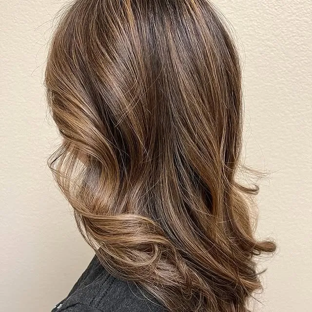 Hair transformation by Kleo Begaj at Hair by Kleo Flower Mound — Brunette caramel balayage