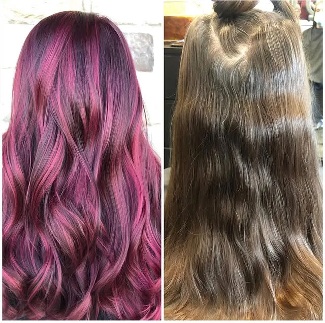 Vivid pink color transformation — Hair by Kleo